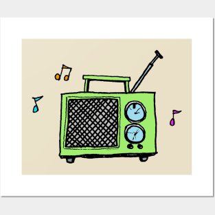 Classic Retro Radio in Cute Green Posters and Art